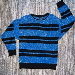 Vintage Mademoiselle Women’s Sz Medium Striped Knit Sweater Blue Shimmer Long Sl